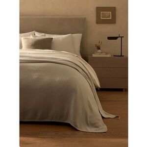 Cozy Earth Bamboo Quilted Coverlet Queen Driftwood Ribbed Bedding Blanket